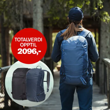Velkomstpakken fra Krimklubben: Bergans Hugger 25L-sekk i blått og sort